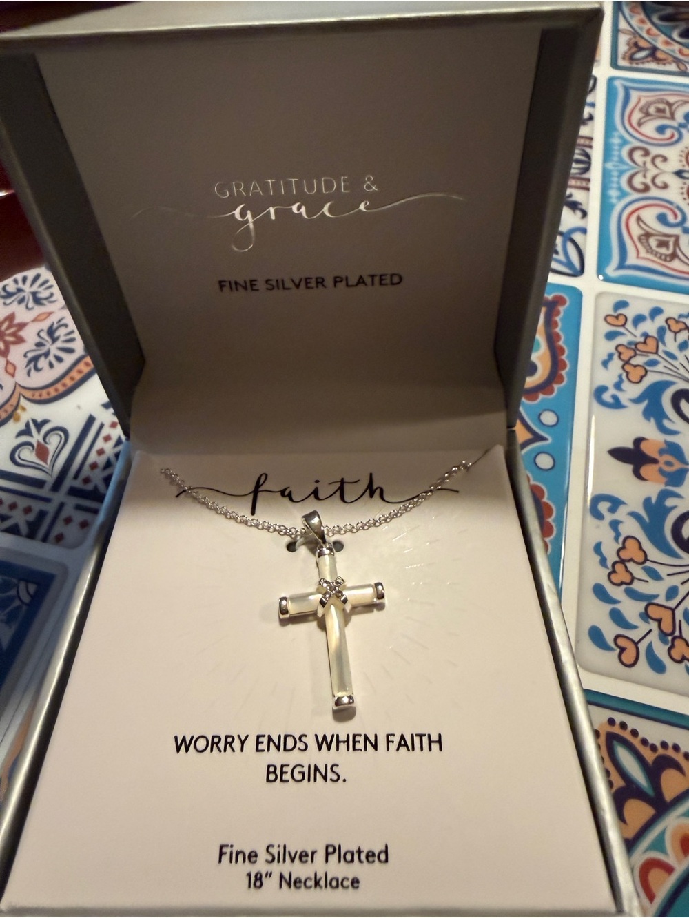 Silver Plated Cross Necklace - Faith Pendant (Silver)